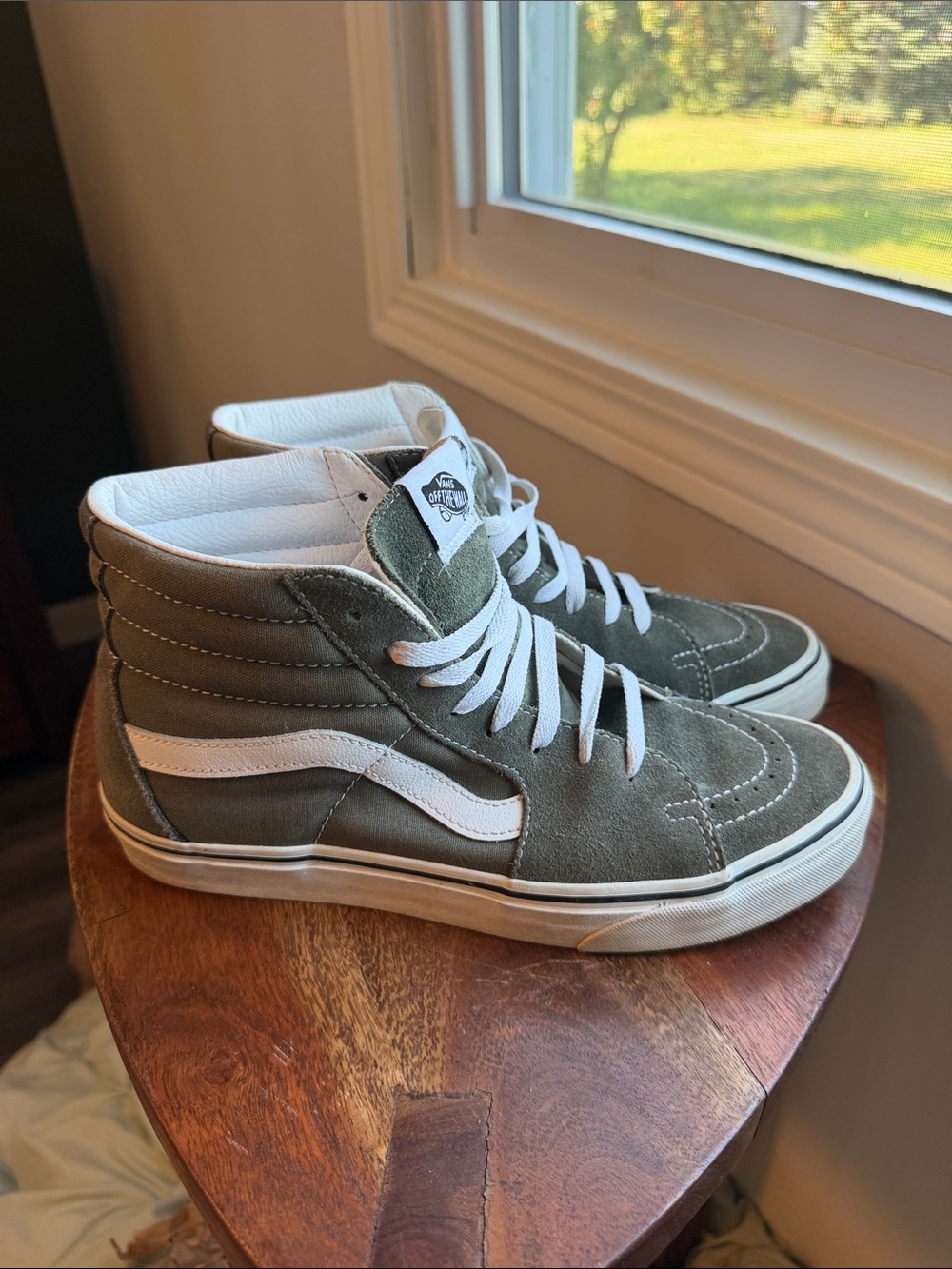 Vans Sk8-Hi Olive Green White High Top Sneakers